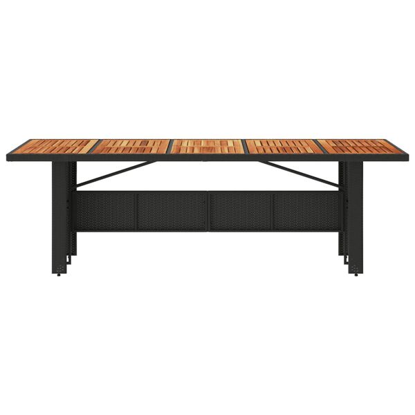 vidaXL Garden Table Black PE rattan, powder-coated steel, solid acacia wood