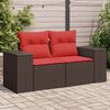 vidaXL Patio Sofa with Cushions 2-Seater Brown Poly Rattan