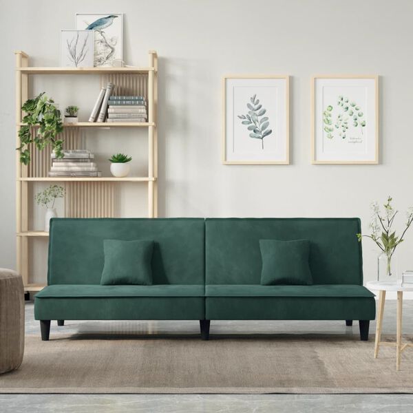 vidaXL Sofa Bed Dark Green Velvet (100% polyester), plywood, foam Standard