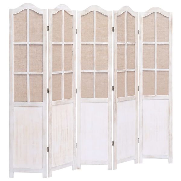 vidaXL 5-Panel Room Divider White 68.9"x65" Fabric