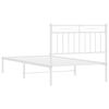 vidaXL Bed Frame White Steel Twin Bed Frame Rectangular Modern