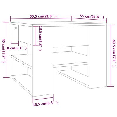 vidaXL Coffee Table Concrete Gray 21.9"x21.7"x17.7" Engineered Wood