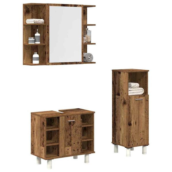 vidaXL Bathroom Furniture Set Rustic Wood Engineered Wood, Acrylic