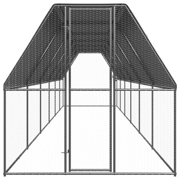 vidaXL Chicken Cage Silver Galvanized Steel Large Chicken Cage