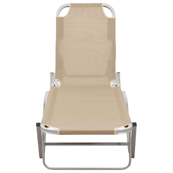 vidaXL Sun Lounger Cream and Silver Aluminum and Textilene Medium