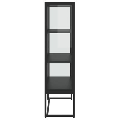 vidaXL Highboard Black 31.5"x13.8"x53.1" Steel and Tempered Glass