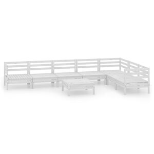 vidaXL Garden Lounge Set White Solid pine wood Medium Modular