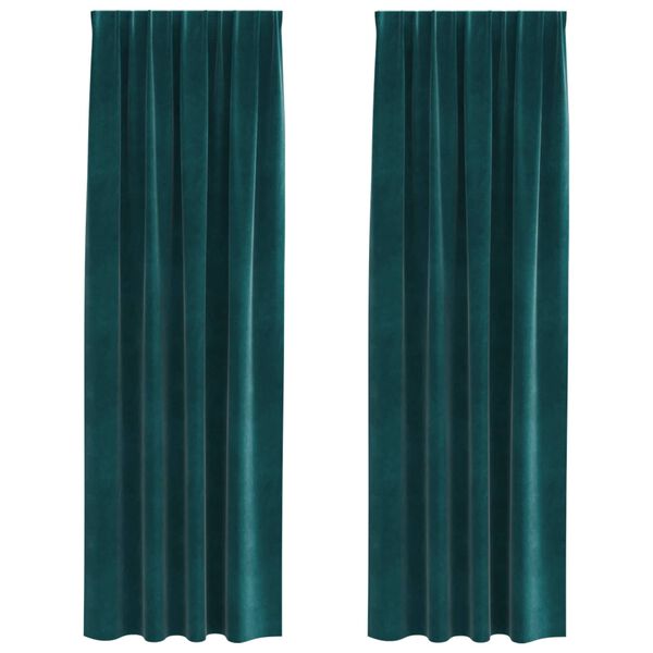vidaXL Blackout Curtains 2 pcs Dark Green 55.12 x 102.36 in Velvet