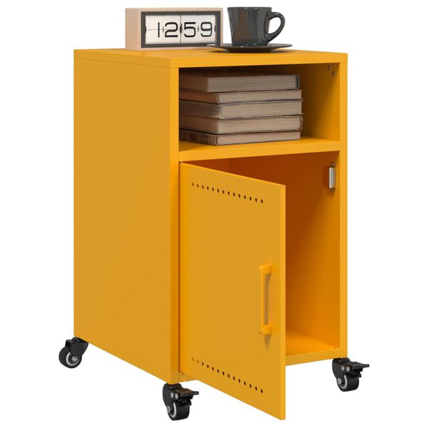 vidaXL Bedside Cabinet Mustard Yellow Cold-Rolled Steel Compact Storage