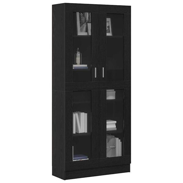 vidaXL Book Cabinet Black oak 32.48 x 12.01 x 72.83 in Engineered Wood