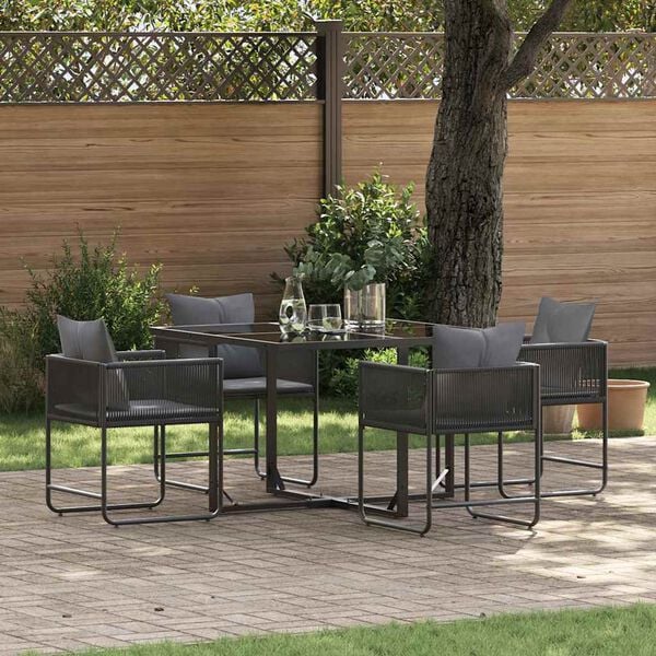 vidaXL Garden Dining Set 5 pcs Black Steel