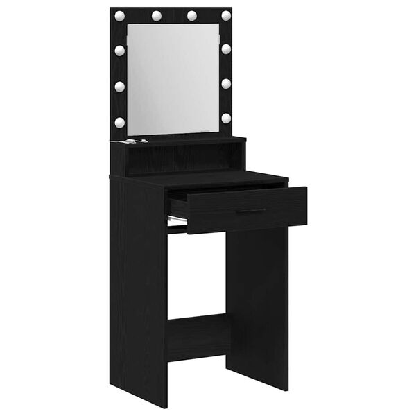vidaXL Dressing Table with Drawer Black Oak 19.69 x 16.14 x 53.15 in