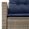 vidaXL Patio Sofa with Cushions 2-Seater Gray Poly Rattan