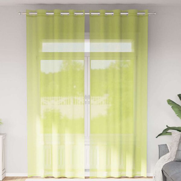 vidaXL Voile Curtains with Grommets 2 pcs Apple Green 55.1x118.1"