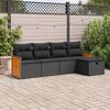 vidaXL Garden Sofa Set Black PE rattan 5-piece set Adjustable Feet