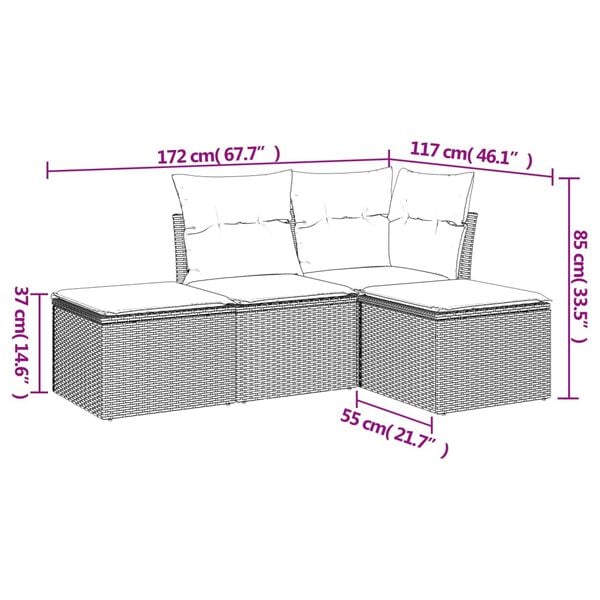 vidaXL Garden Sofa Set Black