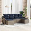 vidaXL Sofa Set with Cushion Manual 6 pcs Grey and Navy Poly Rattan