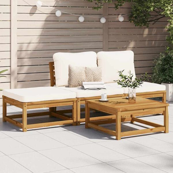 vidaXL Garden Lounge Set Cream white, Natural wood
