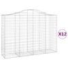 vidaXL Gabion Basket Set of 12 Silver Galvanized Steel Large