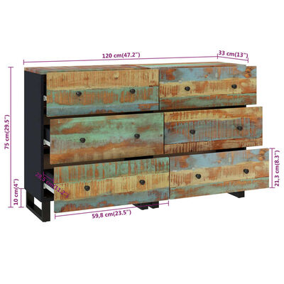 vidaXL Sideboards 2 pcs 23.6"x13"x29.5" Solid Wood Reclaimed