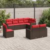 vidaXL 8 Piece Patio Sofa Set with Cushions Brown Poly Rattan