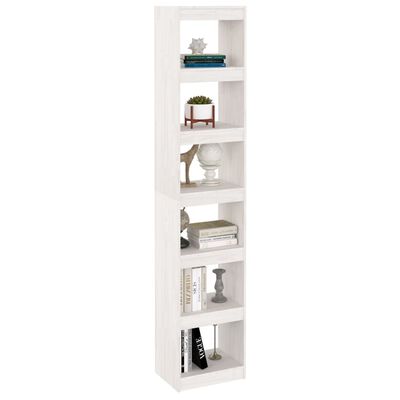 vidaXL Book Cabinet/Room Divider White 15.7"x11.8"x78.3" Solid Wood Pine