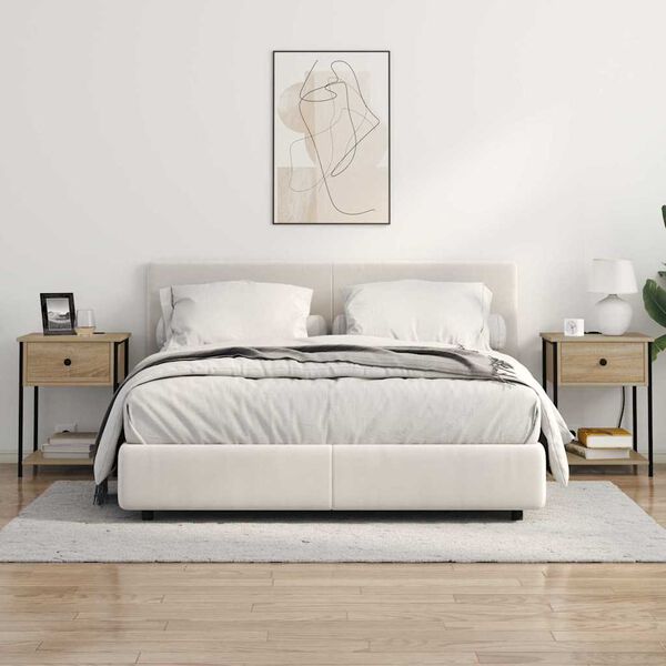 vidaXL Bedside Cabinet with Drawer Sonoma Oak 16.54 x 16.14 x 22.05 in