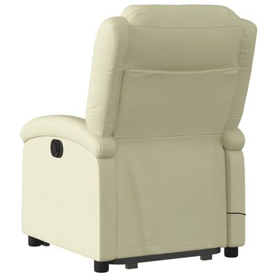 vidaXL Electric Stand up Massage Recliner Chair Cream Real Leather