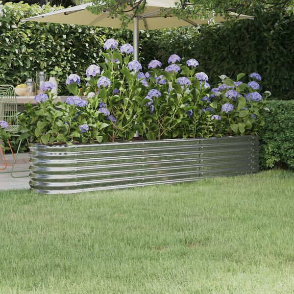 vidaXL Garden Raised Bed Silver Powder-coated steel Extra Large Durable
