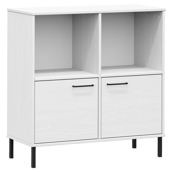 vidaXL Bookcase White Solid pine wood, metal Medium Bookcase