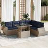 vidaXL 7 Piece Patio Sofa Set with Cushions Gray Poly Rattan Acacia