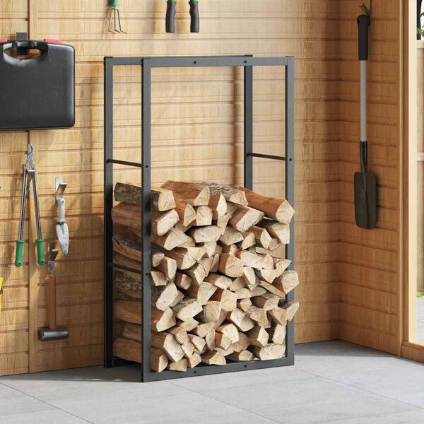 vidaXL Firewood Rack Black 43.3x11.8x24.0" Steel