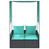 vidaXL Patio Double Sun Lounger Black PE rattan, powder-coated steel
