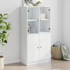 vidaXL Highboard White Engineered wood, glass 26.8x14.6x55.9 in