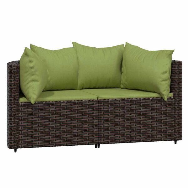 vidaXL Patio Corner Sofa Brown, Green