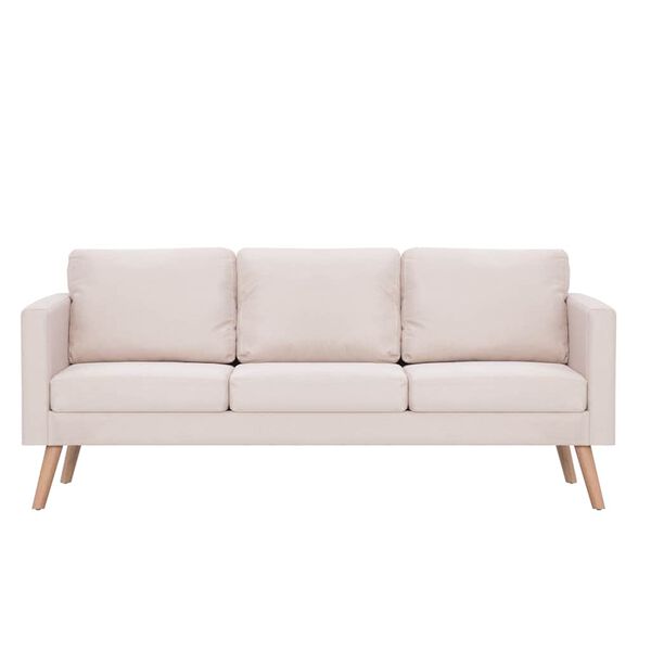 vidaXL Sofa Cream Polyester 3-Seater Removable Covers Cream Sofa