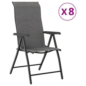 vidaXL Garden Chair Set of 8 Grey PE Rattan Large Foldable