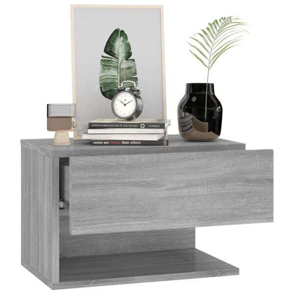vidaXL Wall-mounted Bedside Cabinet Grey Sonoma Engineered wood