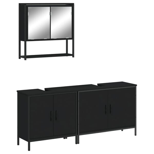 vidaXL Bathroom Furniture Set Black