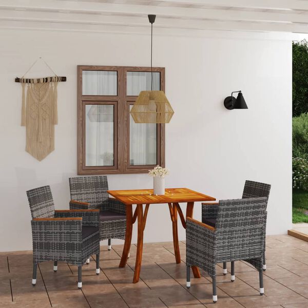vidaXL 5 Piece Patio Dining Set Gray