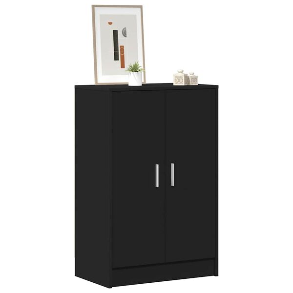 vidaXL Shoe Cabinet Black Engineered Wood Medium Shoe Cabinet
