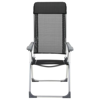 vidaXL Folding Camping Chairs 4 pcs Black Aluminum