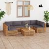 vidaXL 7 Piece Patio Lounge Set with Dark Gray Cushion Solid Teak Wood