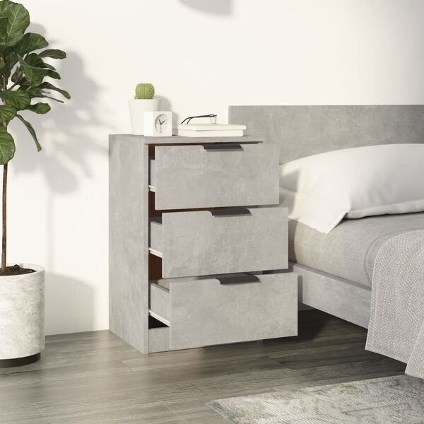 vidaXL Bedside Cabinet Set of 2 Concrete grey Engineered wood Standard