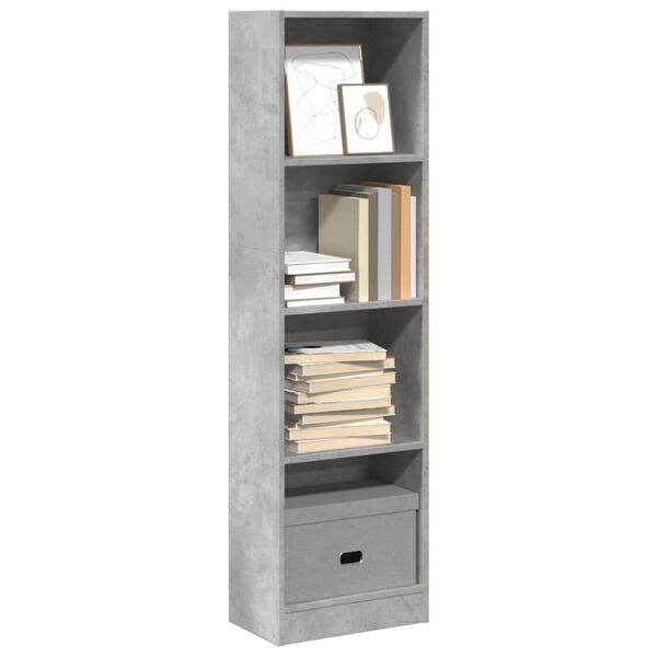 vidaXL Bookcase Concrete Gray Engineered Wood Tall Storage Bookcase