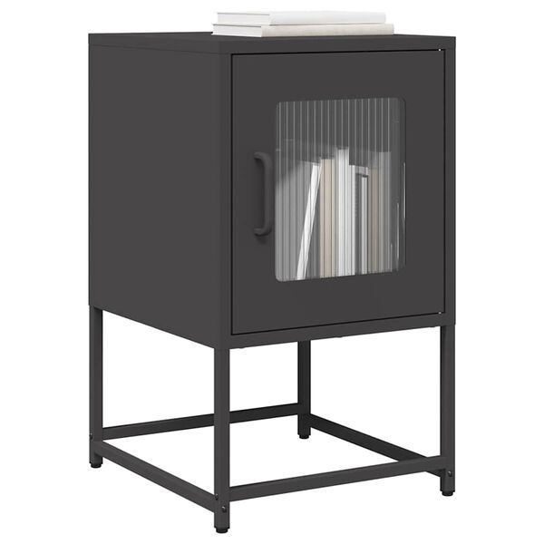vidaXL Bedside Cabinet Black Cold-rolled Steel Medium Bedside Cabinet