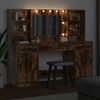 vidaXL Dressing Table Set with LED 3 pcs Smoked Oak Engineered Wood