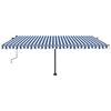 vidaXL Retractable Awning Blue and White Aluminum, Polyester Large