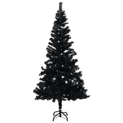 vidaXL Artificial Christmas Tree with LEDs&Stand Black 47.2" PVC