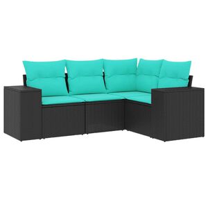 vidaXL Patio Sofa Set Black, Blue